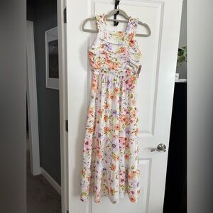 Girls Rare Editions Floral Kids Dress - White, Pink, Orange